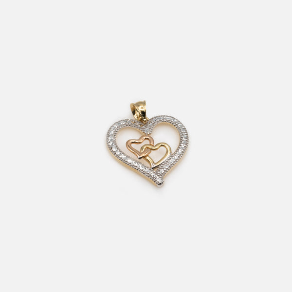 Load image into Gallery viewer, Inseparable Hearts Charm with Cubic Zirconia in 10k Gold
