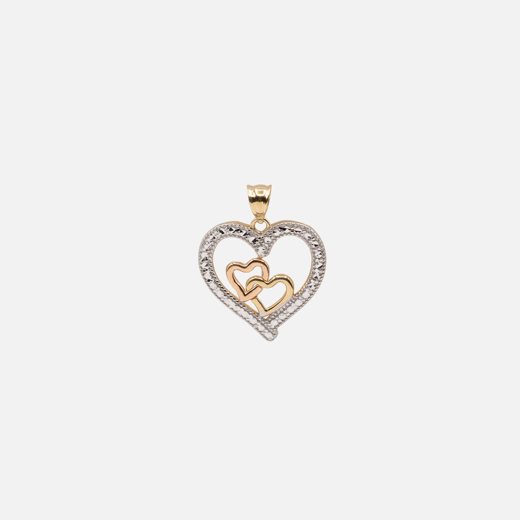 Inseparable Hearts Charm with Cubic Zirconia in 10k Gold