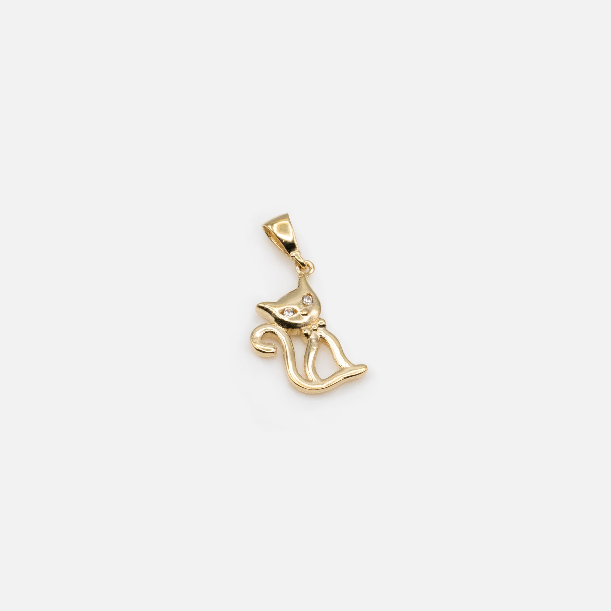 Cat Charm with Cubic Zirconia in 10k Gold