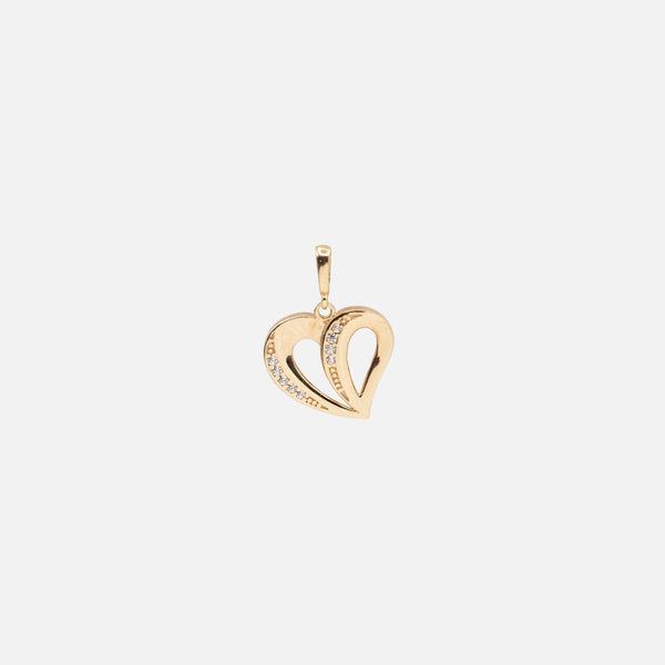 Load image into Gallery viewer, Separate Heart Charm with Cubic Zirconia in 10k Gold
