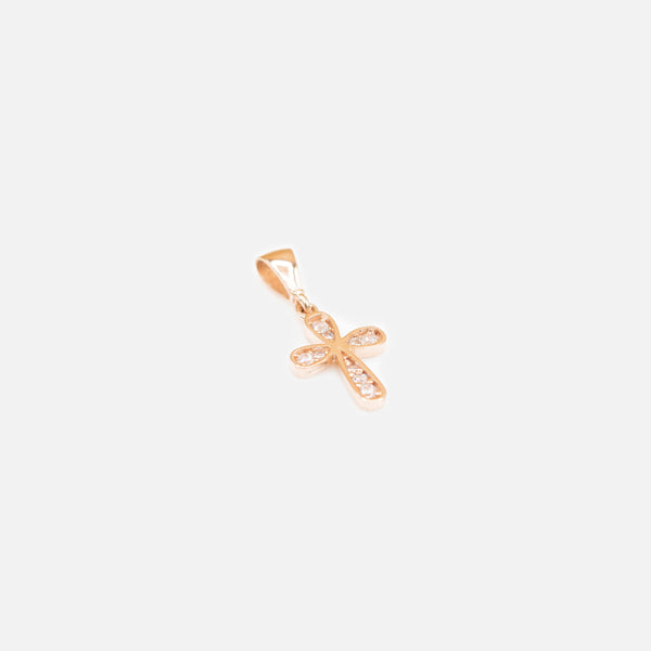 Load image into Gallery viewer, Rose gold cross charm in 10k yellow gold
