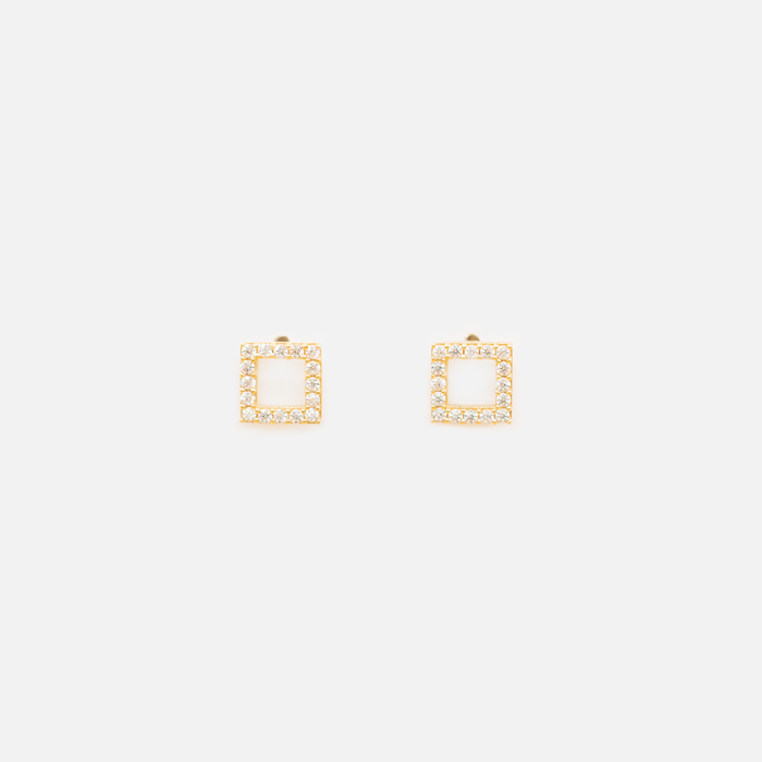 Boucles d'oreilles fixes carré vide en or 10 carats