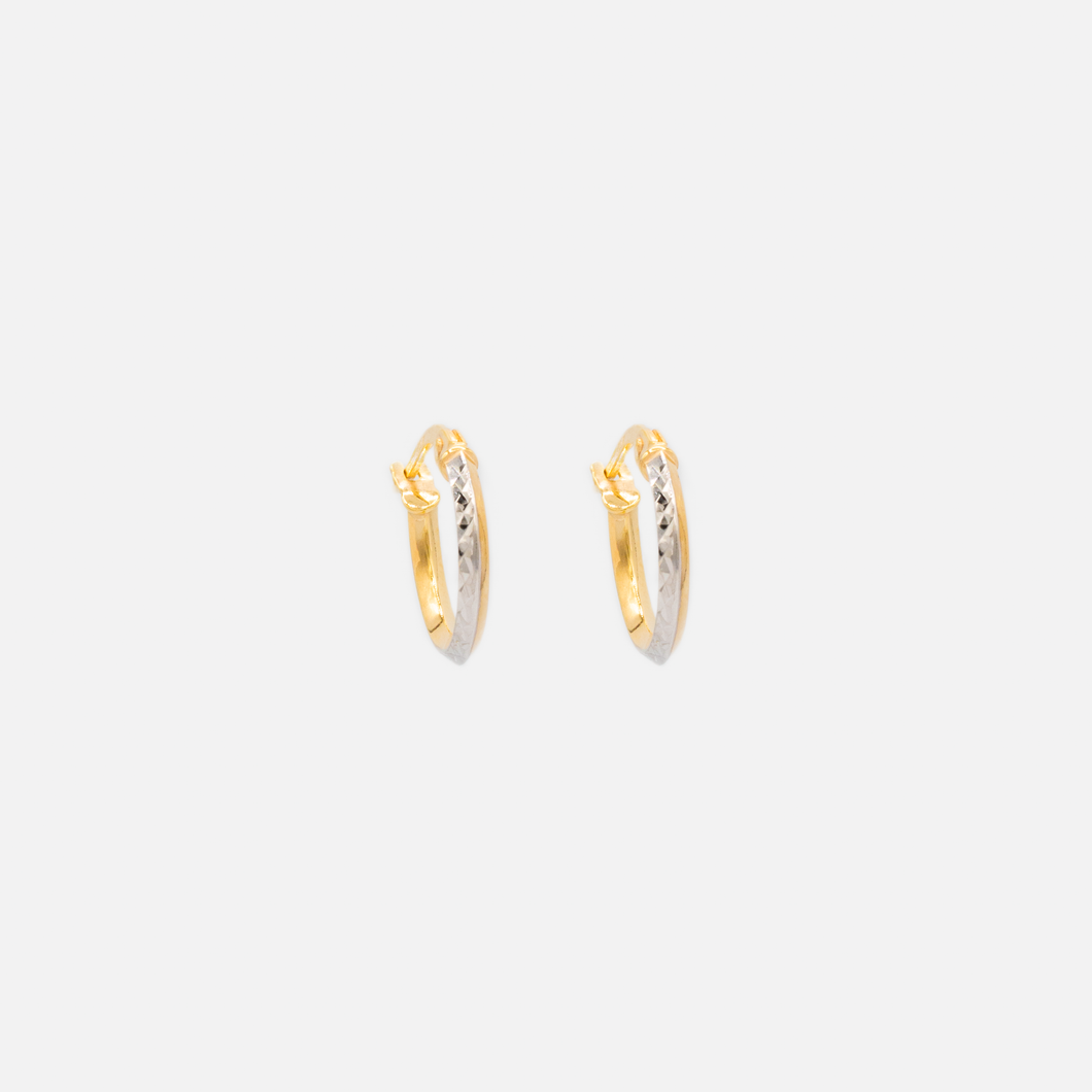 Boucles d'oreilles anneaux deux tons en or 10 carats