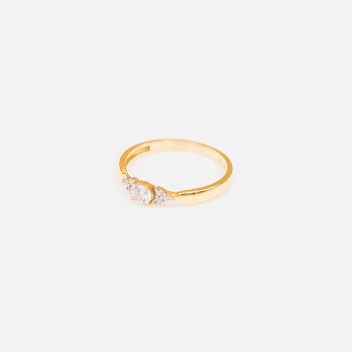 Ring in 10k yellow gold with sparkling stones