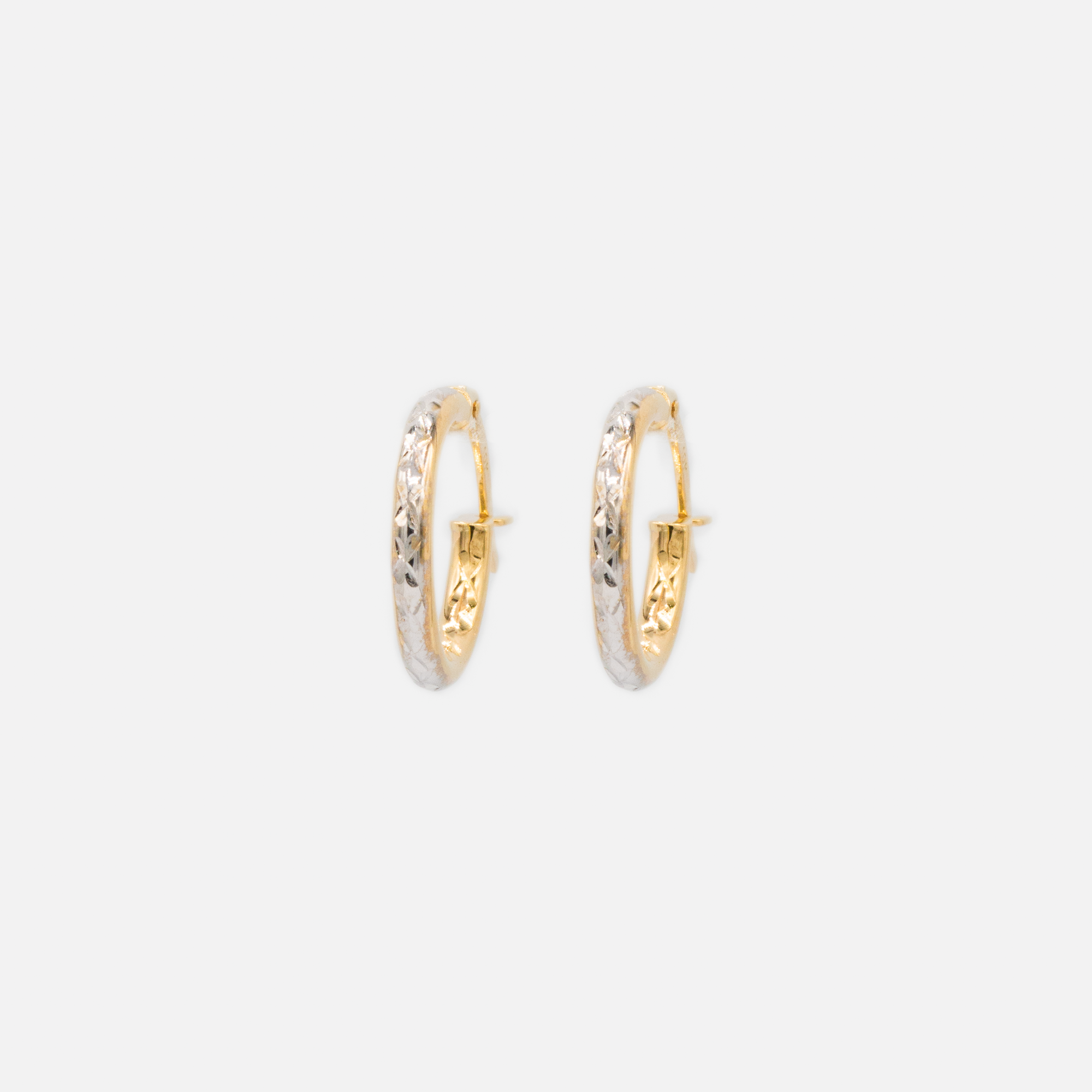 13 mm 2-tone hoop earrings in 10k yellow gold 