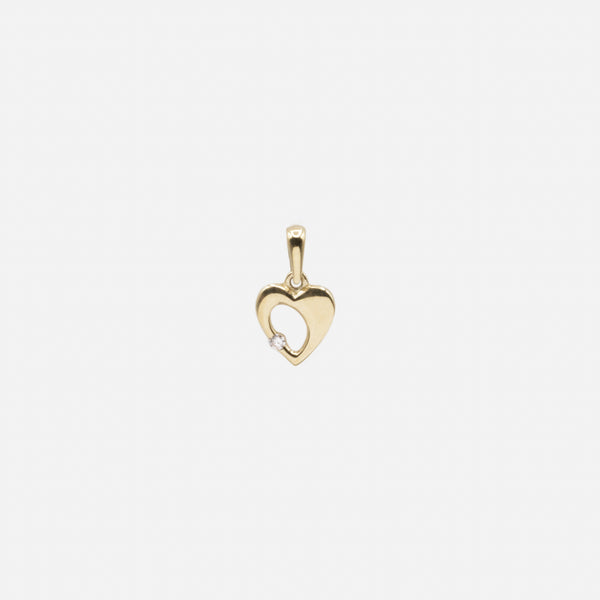 Charger l&#39;image dans la galerie, Breloque coeur délicat et son zircon cubique en or 10 carats
