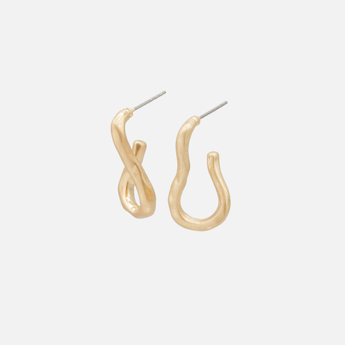 Boucles d'oreilles anneaux dorés ouverts tordus