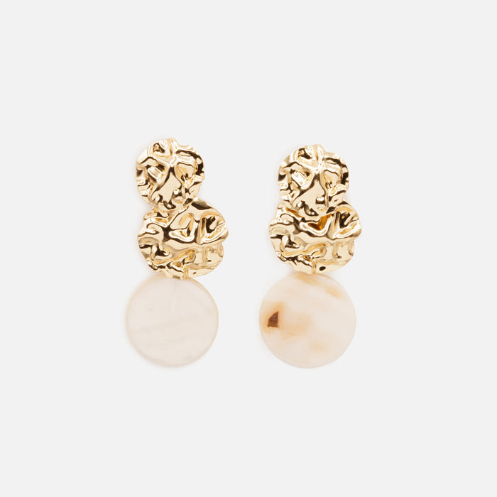 Long two-tone circle earrings