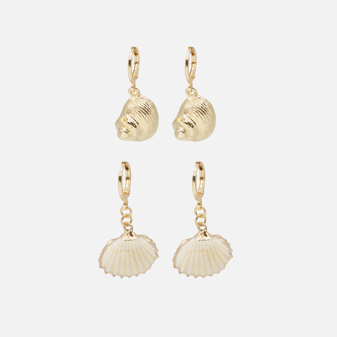Duo de boucles d'oreilles dorées coquillages