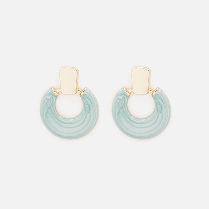 Gold and turquoise hoop earrings