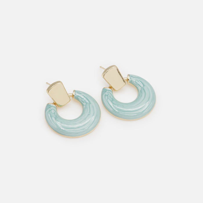 Gold and turquoise hoop earrings