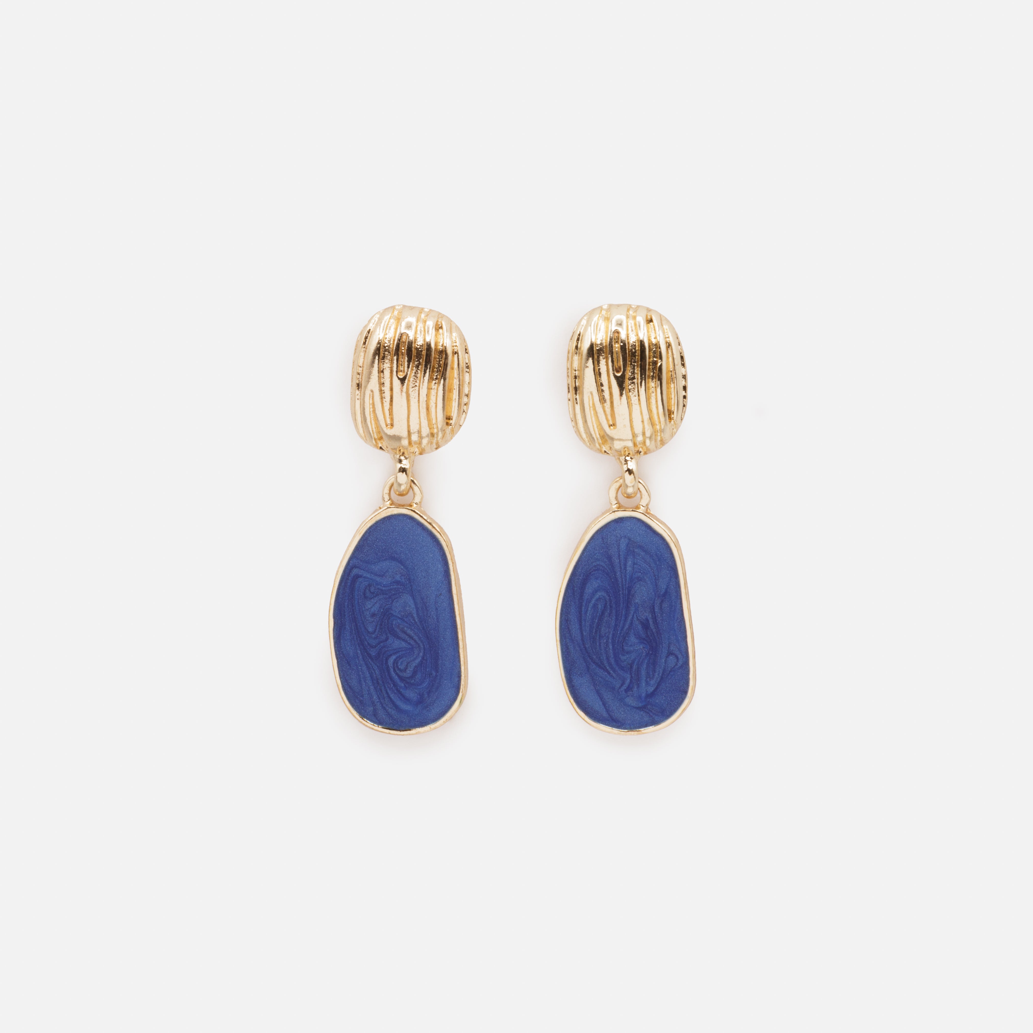 Gold earrings with blue charm