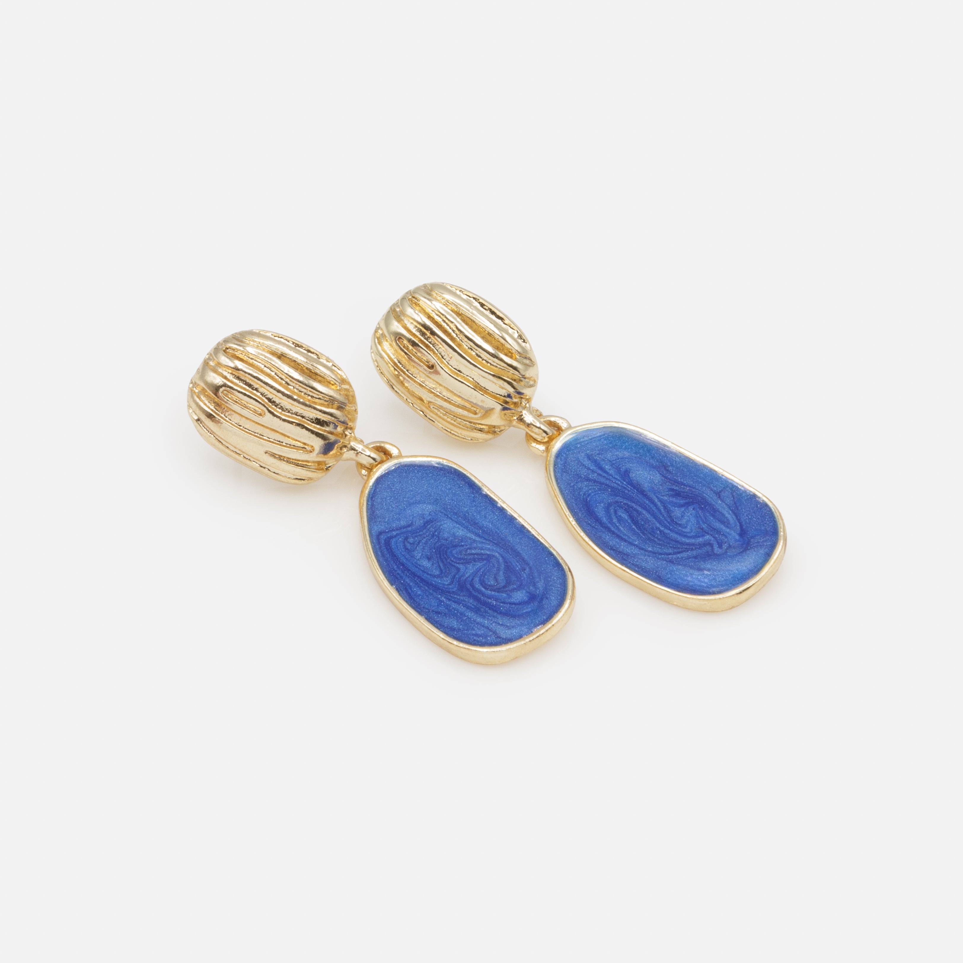 Gold earrings with blue charm