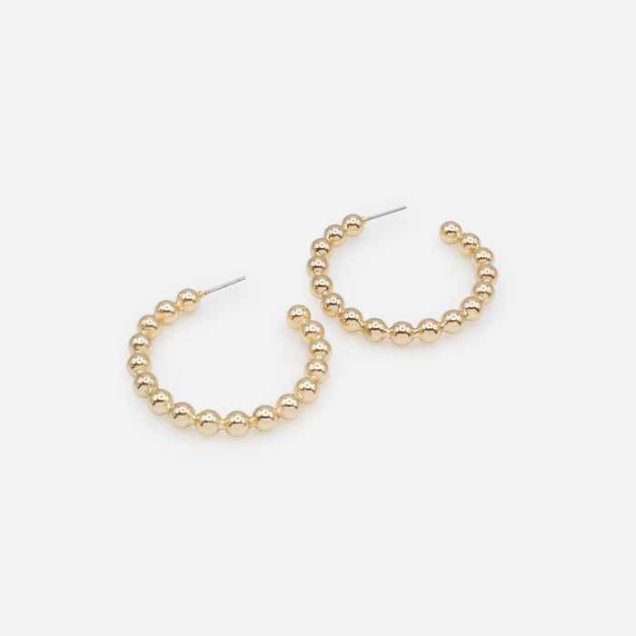 Boucles d'oreilles anneaux de boules dorées