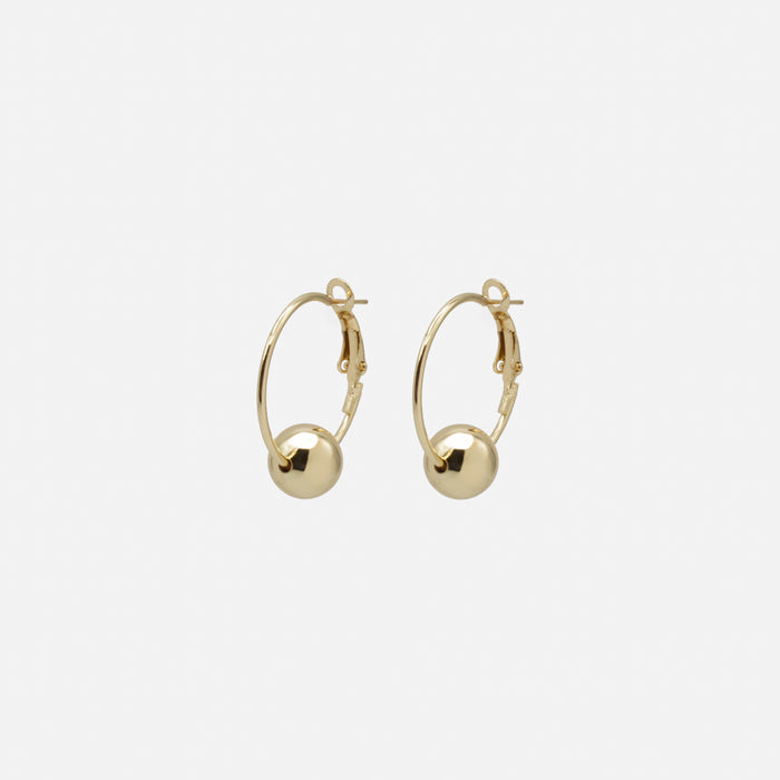 Boucles d'oreilles anneaux dorés avec sphère amovible