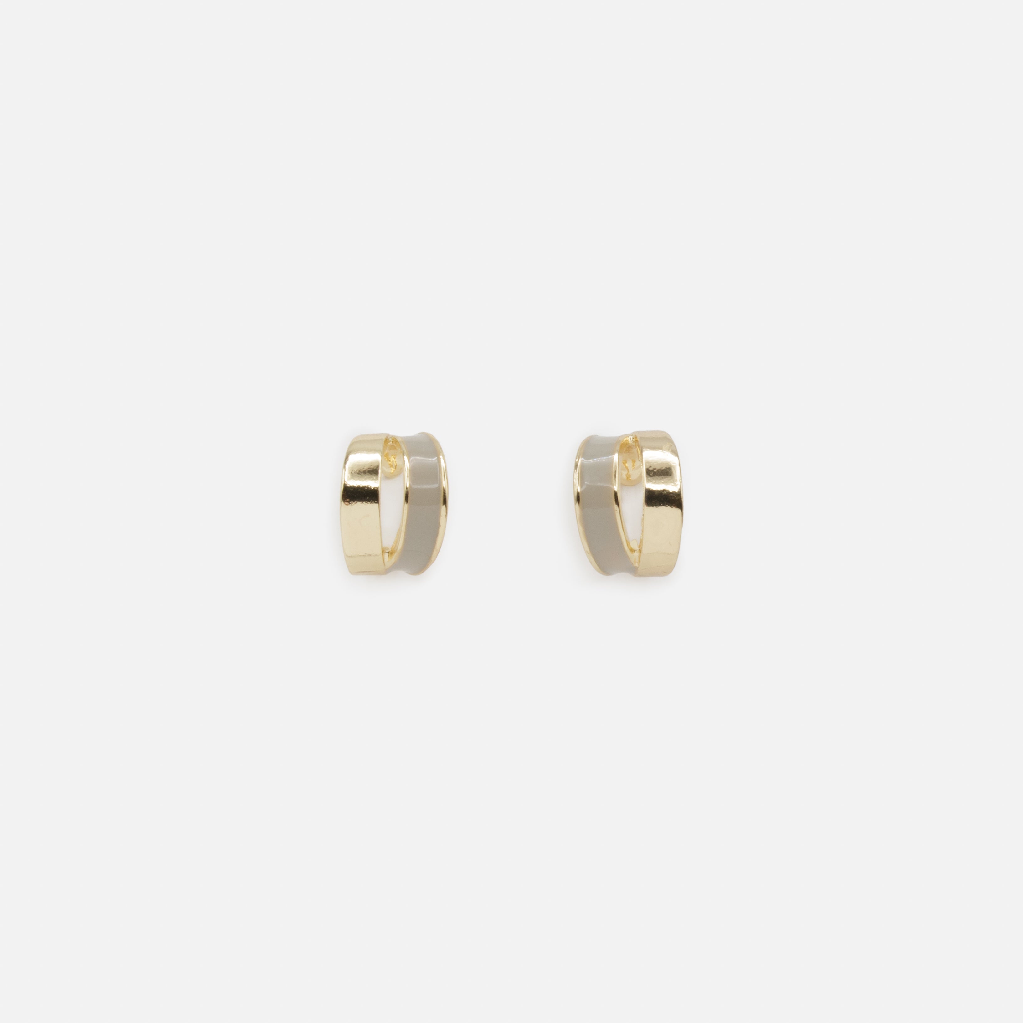 Boucles d'oreilles anneaux divisés beiges et dorés