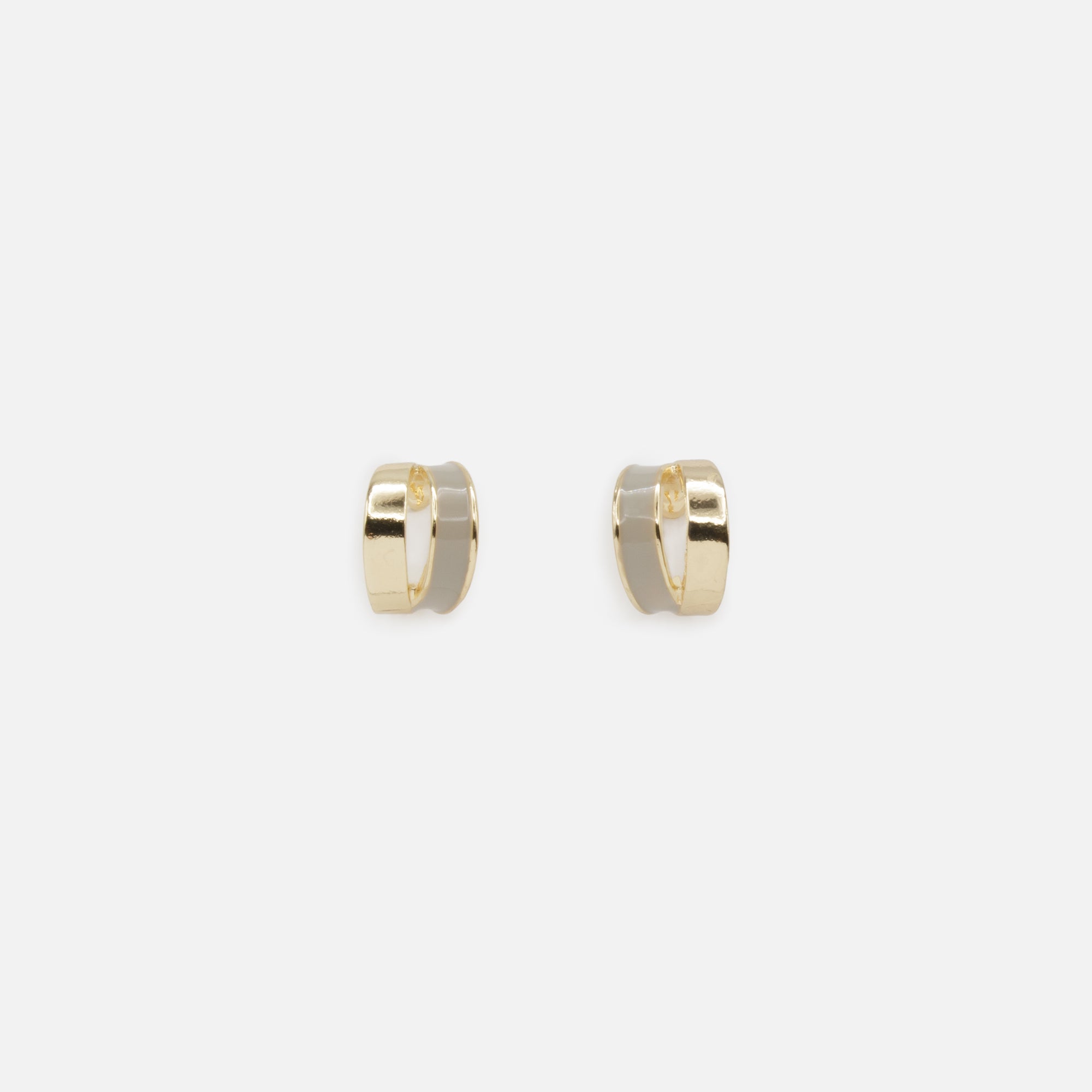 Boucles d'oreilles anneaux divisés beiges et dorés
