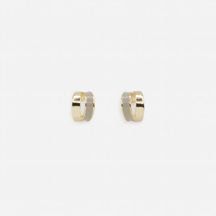 Boucles d'oreilles anneaux divisés beiges et dorés