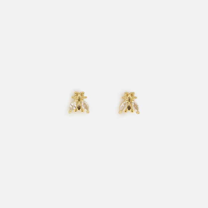 Duo de boucles d'oreilles dorées délicates avec pierres colorées