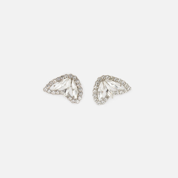 Load image into Gallery viewer, Silver butterfly wings earrings with cubic zirconia
