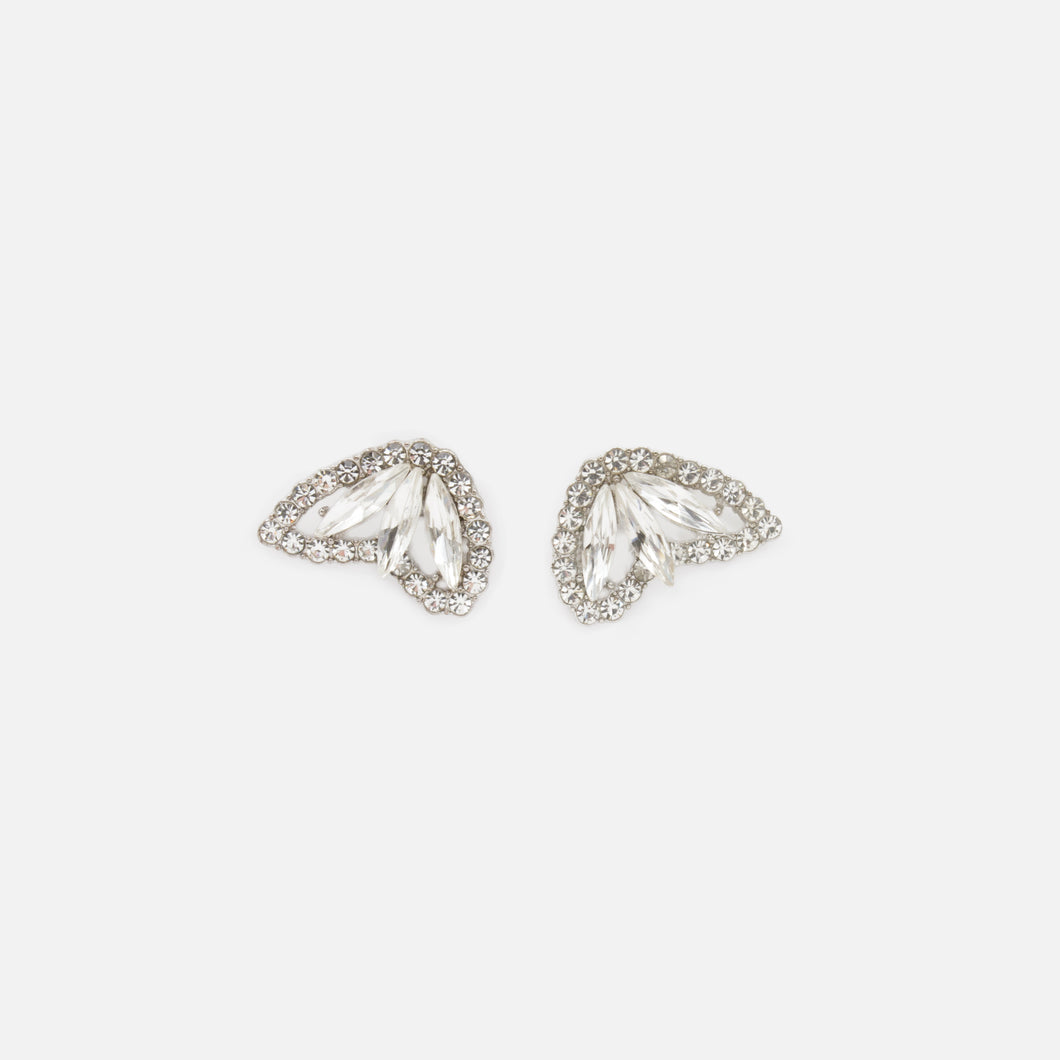 Silver butterfly wings earrings with cubic zirconia