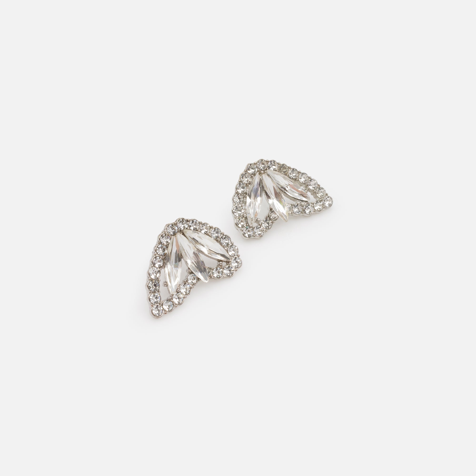 Silver butterfly wings earrings with cubic zirconia