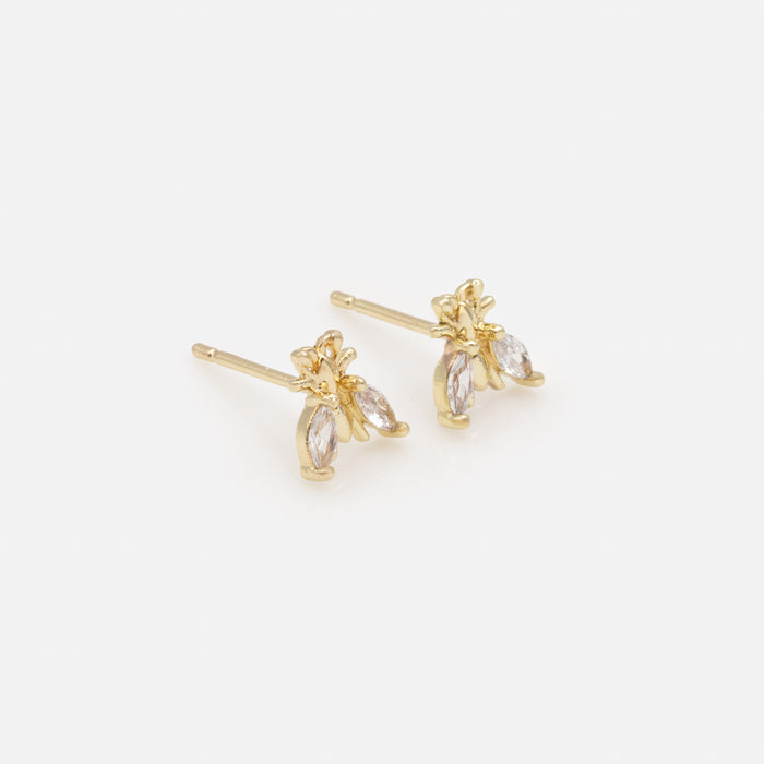 Duo de boucles d'oreilles dorées délicates avec pierres colorées