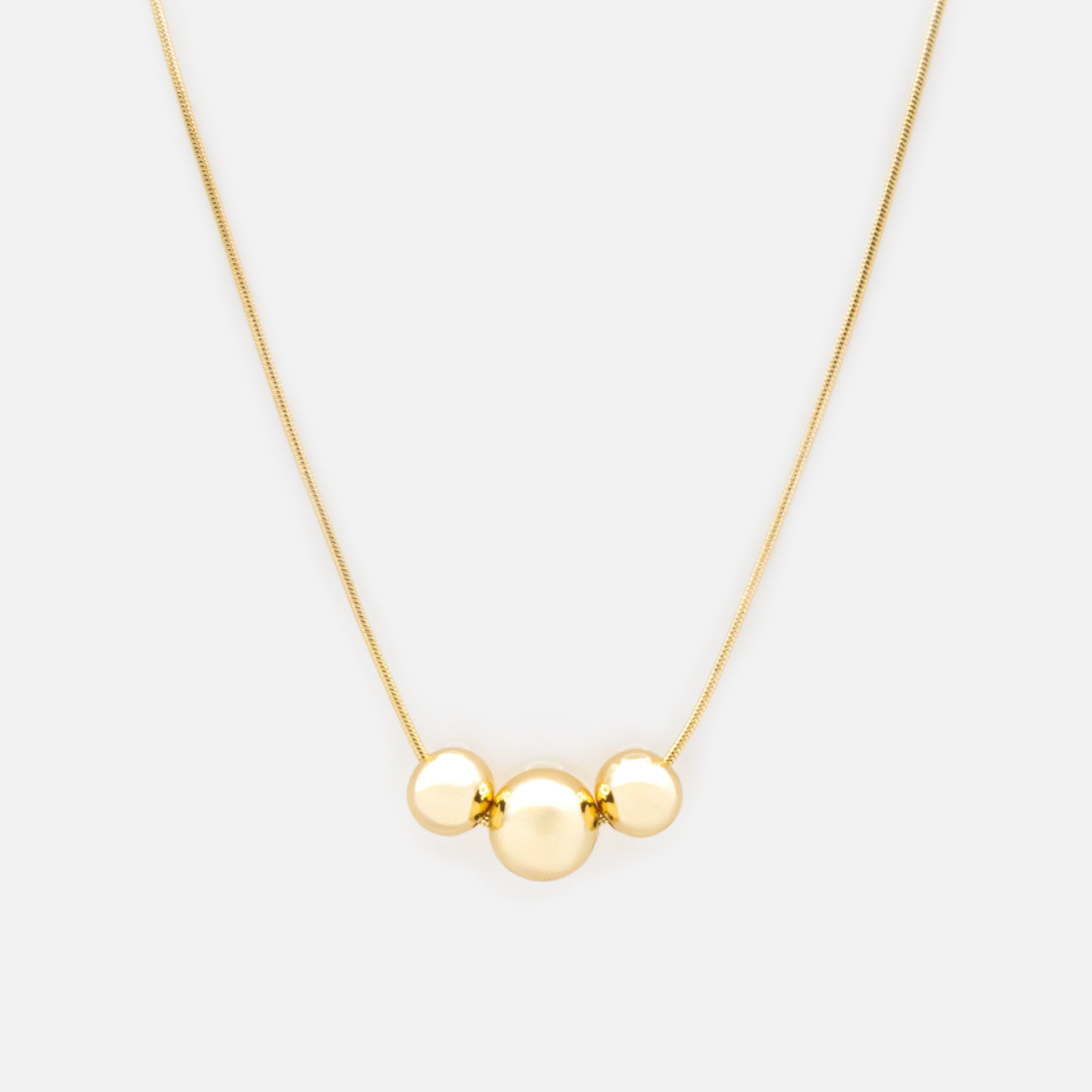 Collier trio de sphères dorées