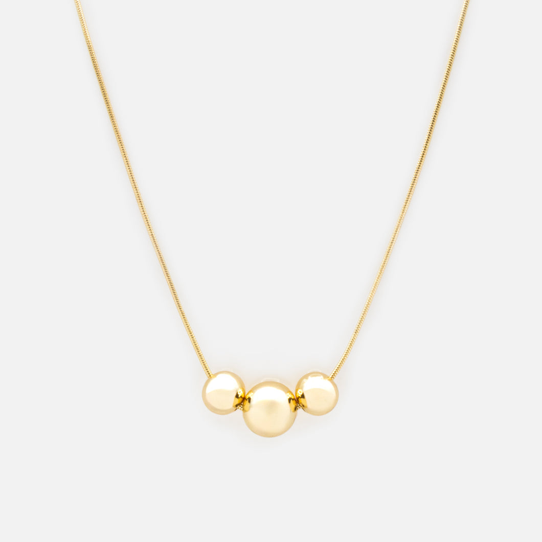 Golden sphere trio necklace