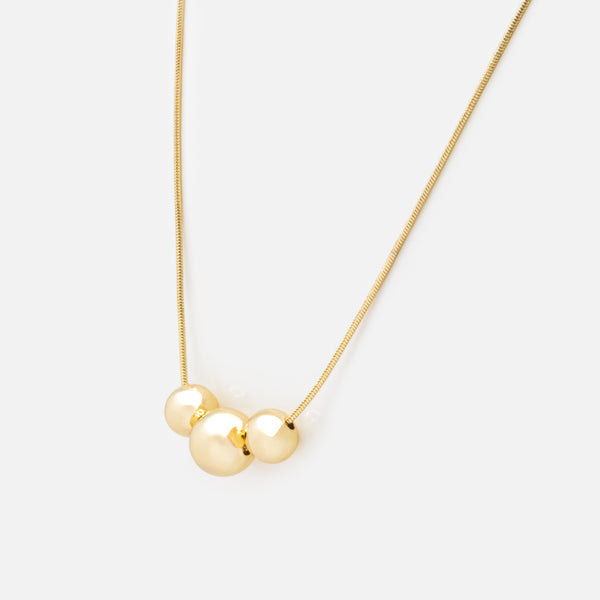 Load image into Gallery viewer, Golden sphere trio necklace
