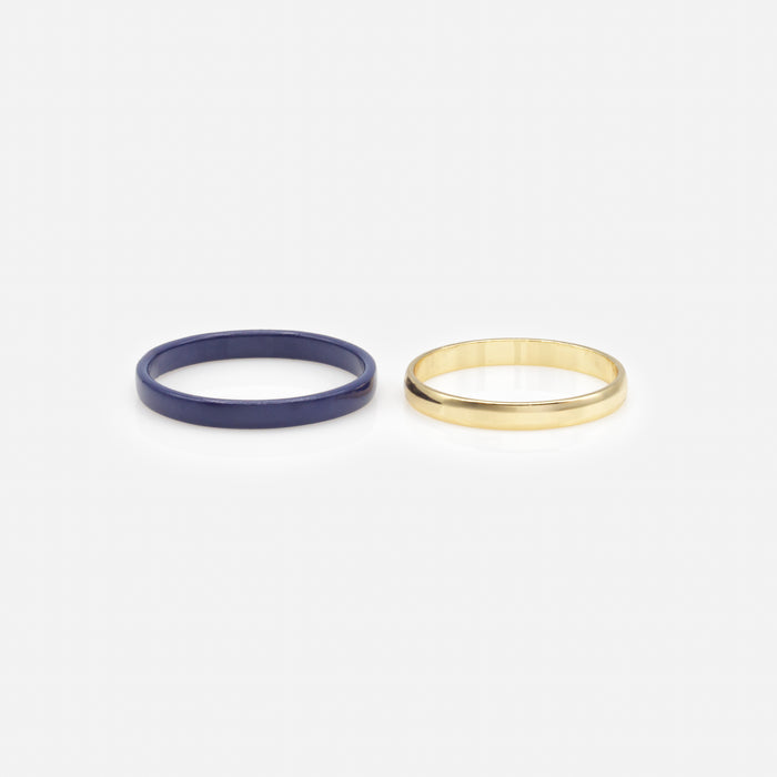 Duo of gold and navy rings