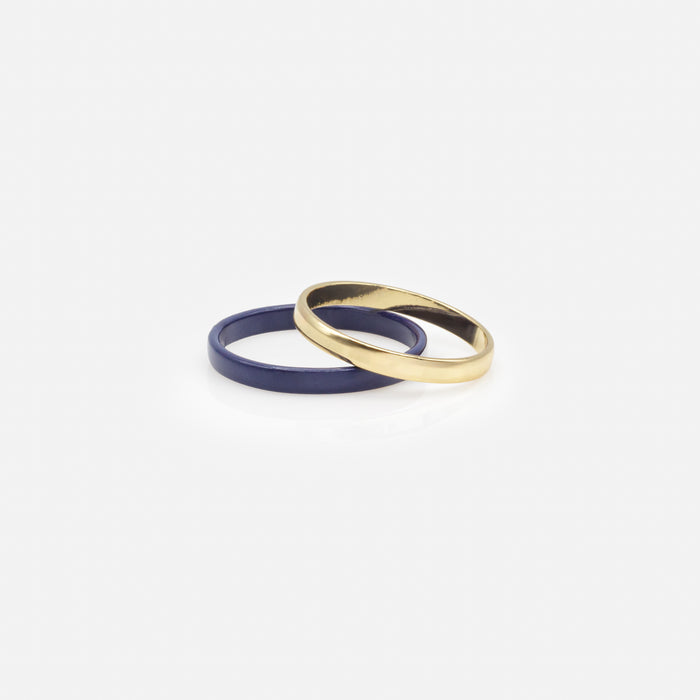 Duo of gold and navy rings