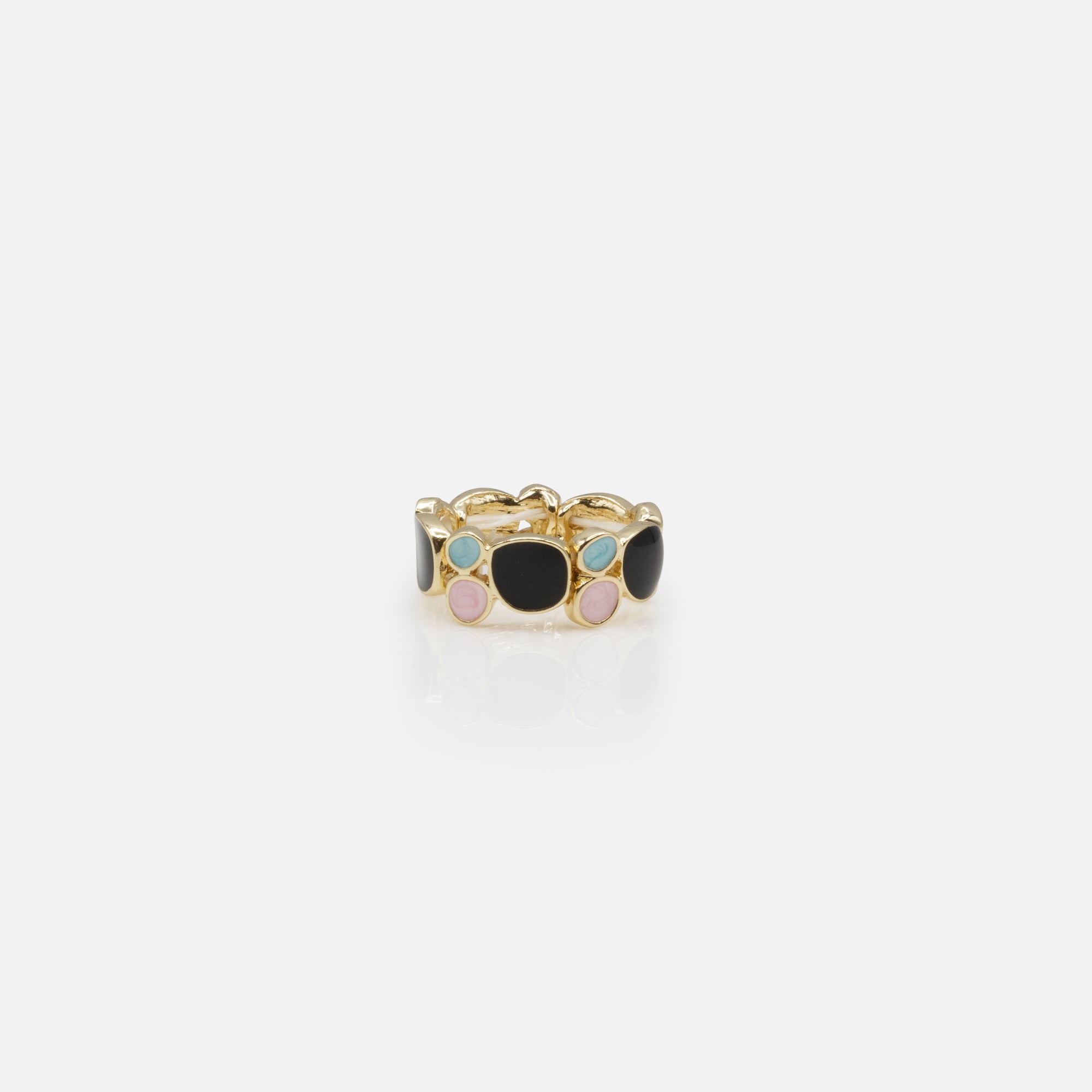 Gold and black stretch ring with pearly colors