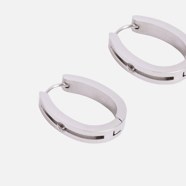 Load image into Gallery viewer, 20mm stainless steel silver hoop earrings
