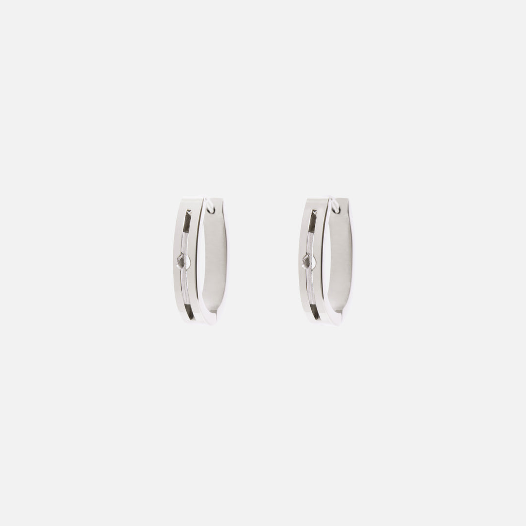 Boucles d'oreilles argentées anneaux 20mm en acier inoxydable