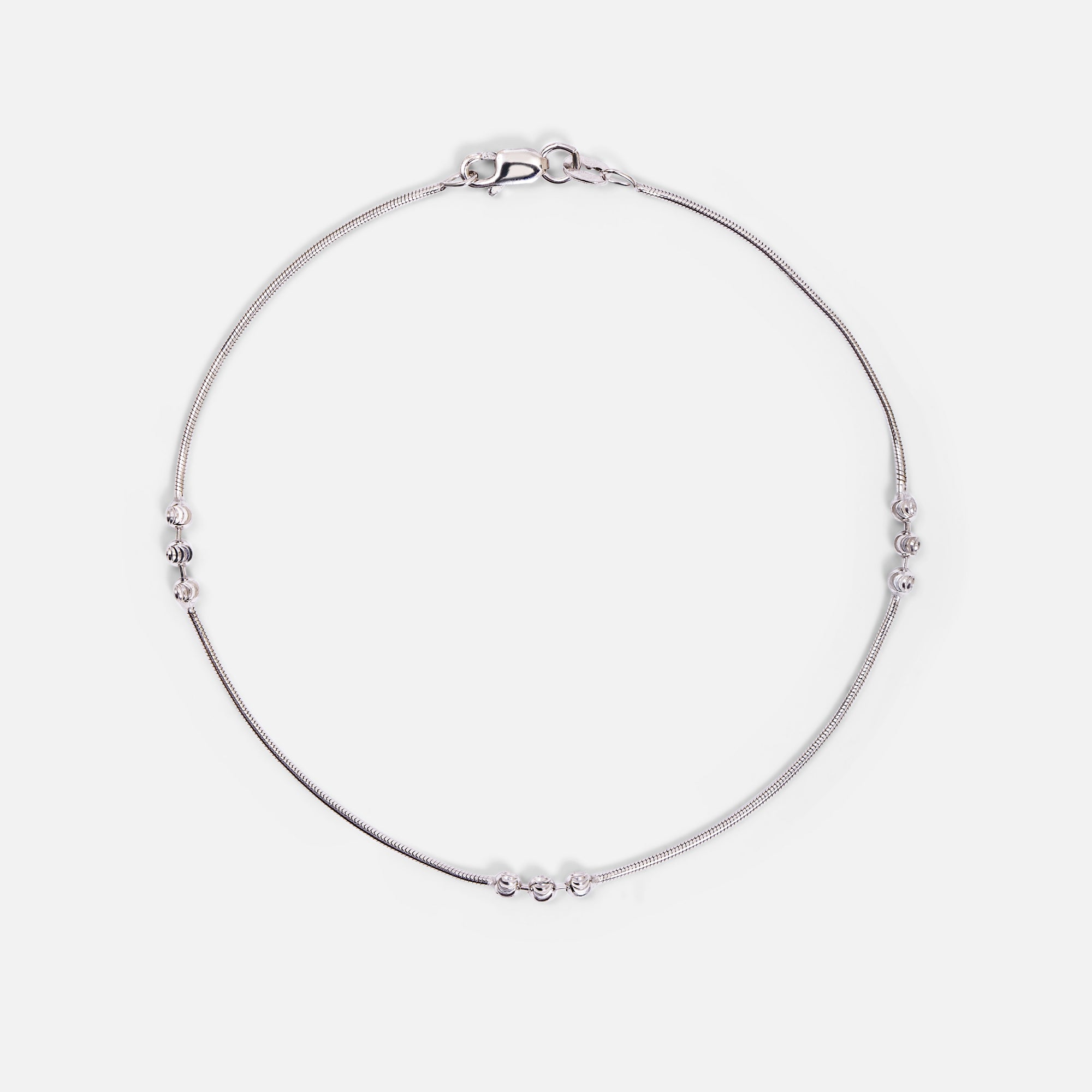 Sterling silver anklet chain with beads