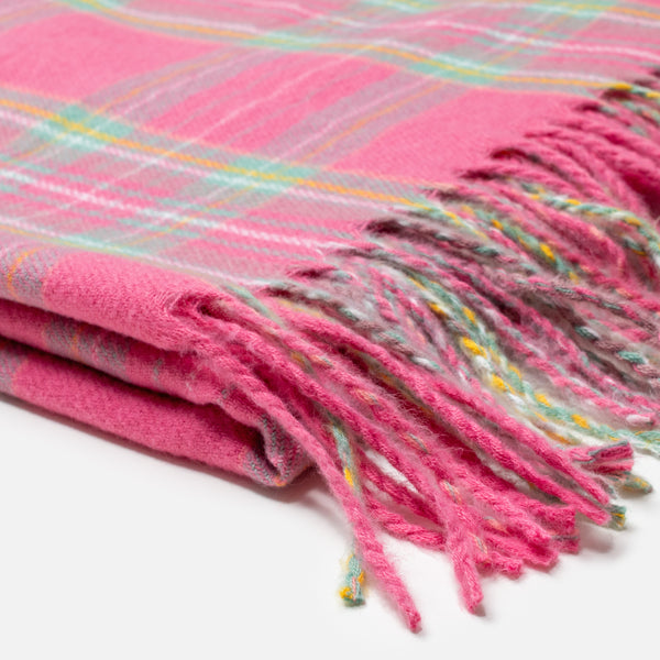 Load image into Gallery viewer, Pink scarf with green and purple checks
