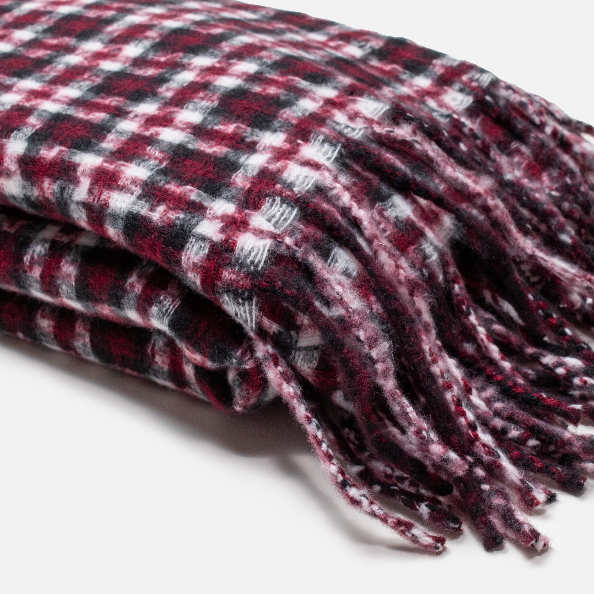 Black and white wine red checkered scarf