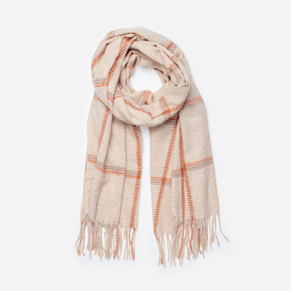 Load image into Gallery viewer, Beige checked scarf
