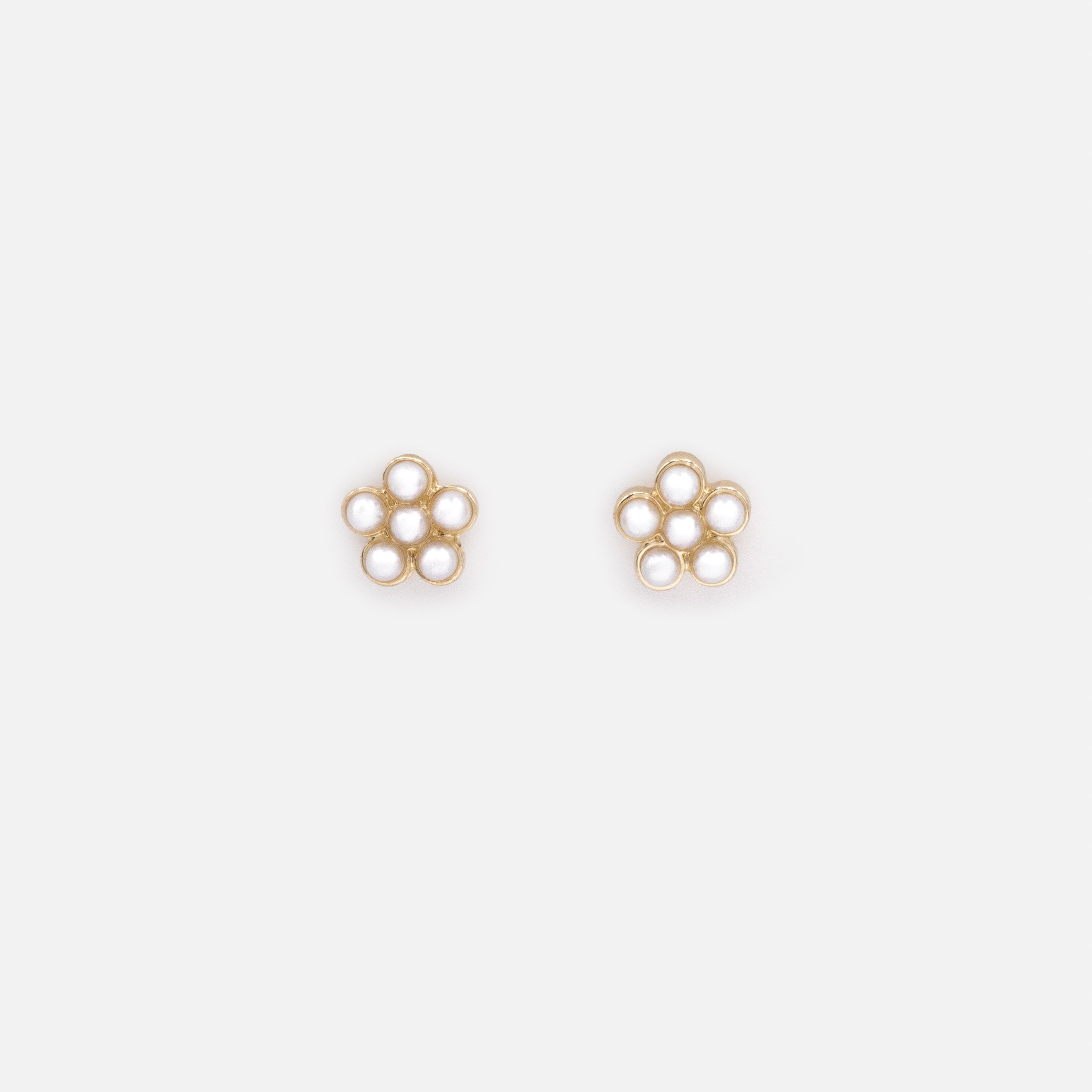 Boucles d'oreilles dorées fleur en perles