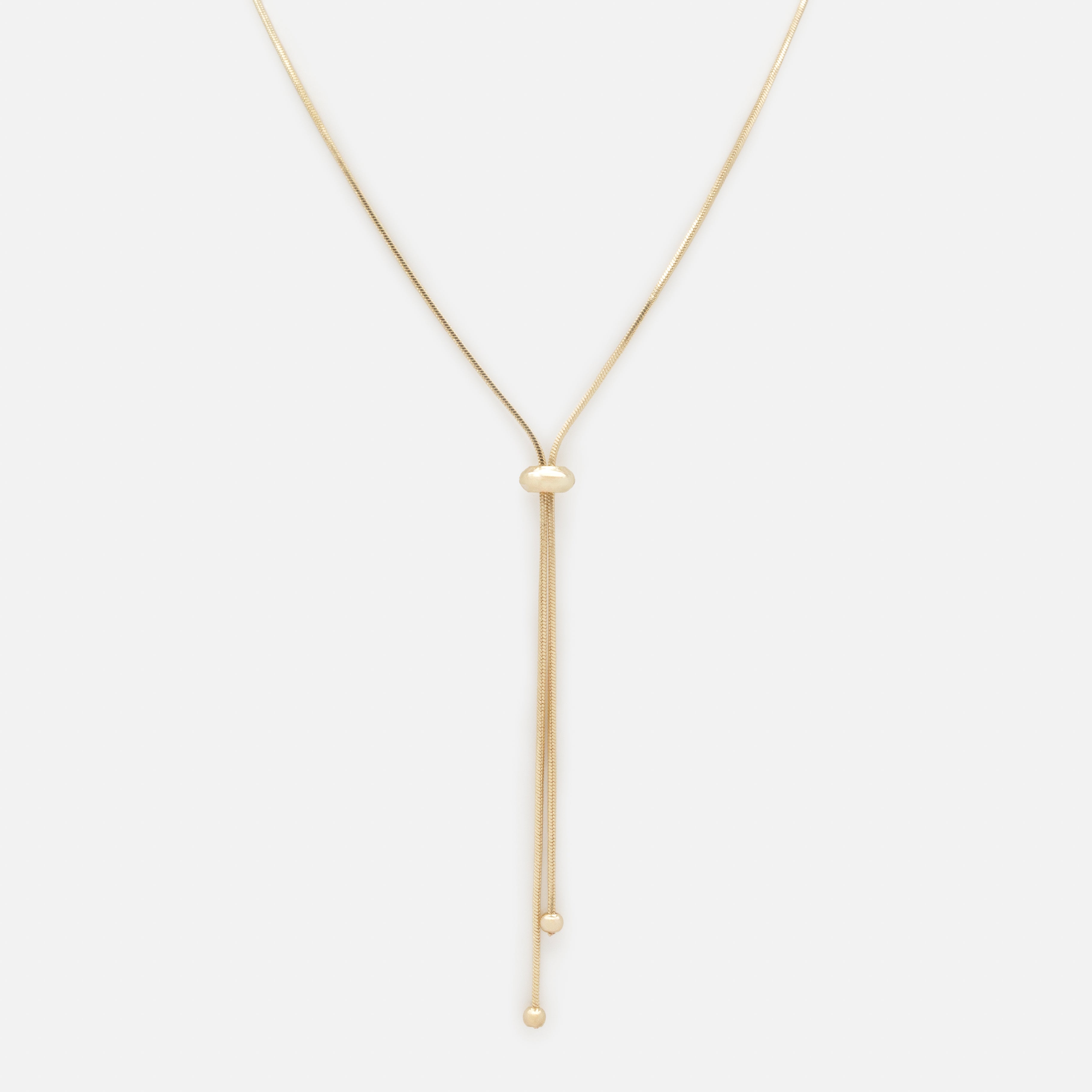 Long collier doré ajustable avec bille