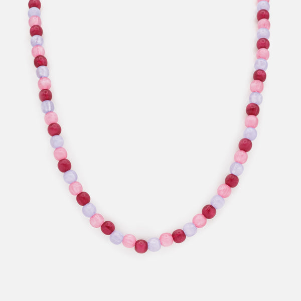 Charger l'image dans la galerie, Collier à billes rondes lilas, rose pâle &amp; rose foncé
