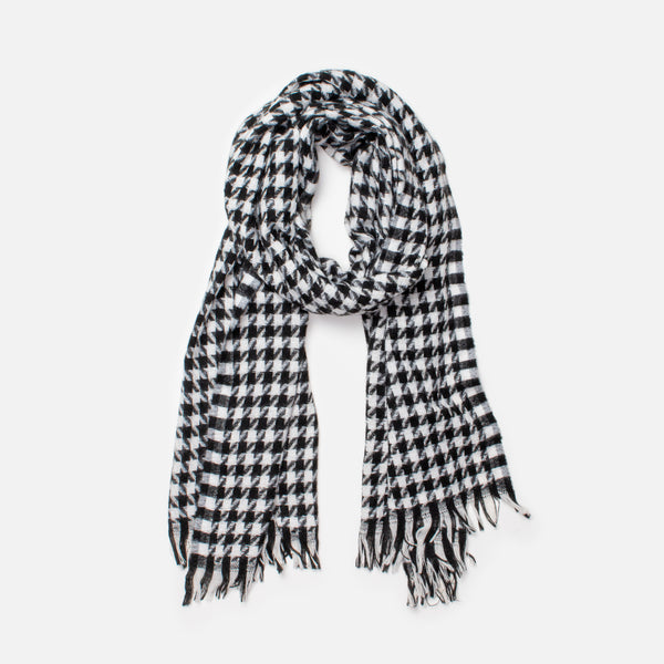 Load image into Gallery viewer, Black and white houndstooth scarf
