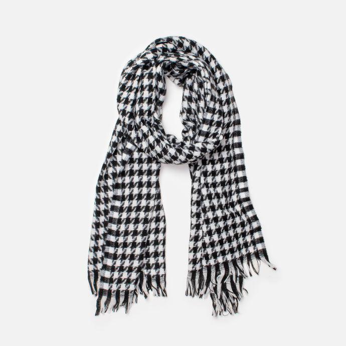 Foulard noir et blanc à motif pied-de-poule