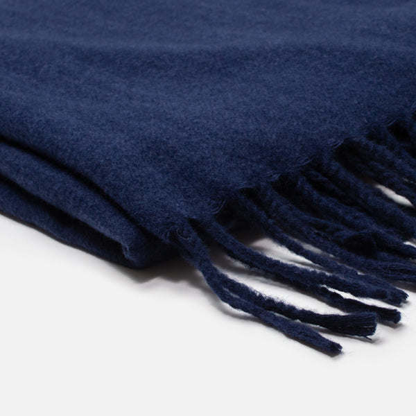 Load image into Gallery viewer, Navy fringed scarf
