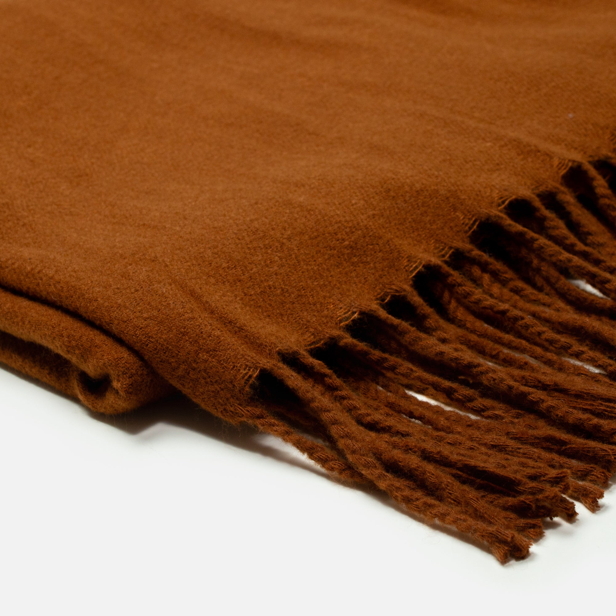 Brown fringed scarf