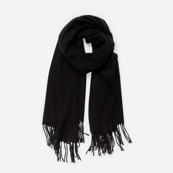 Load image into Gallery viewer, Black fringed scarf
