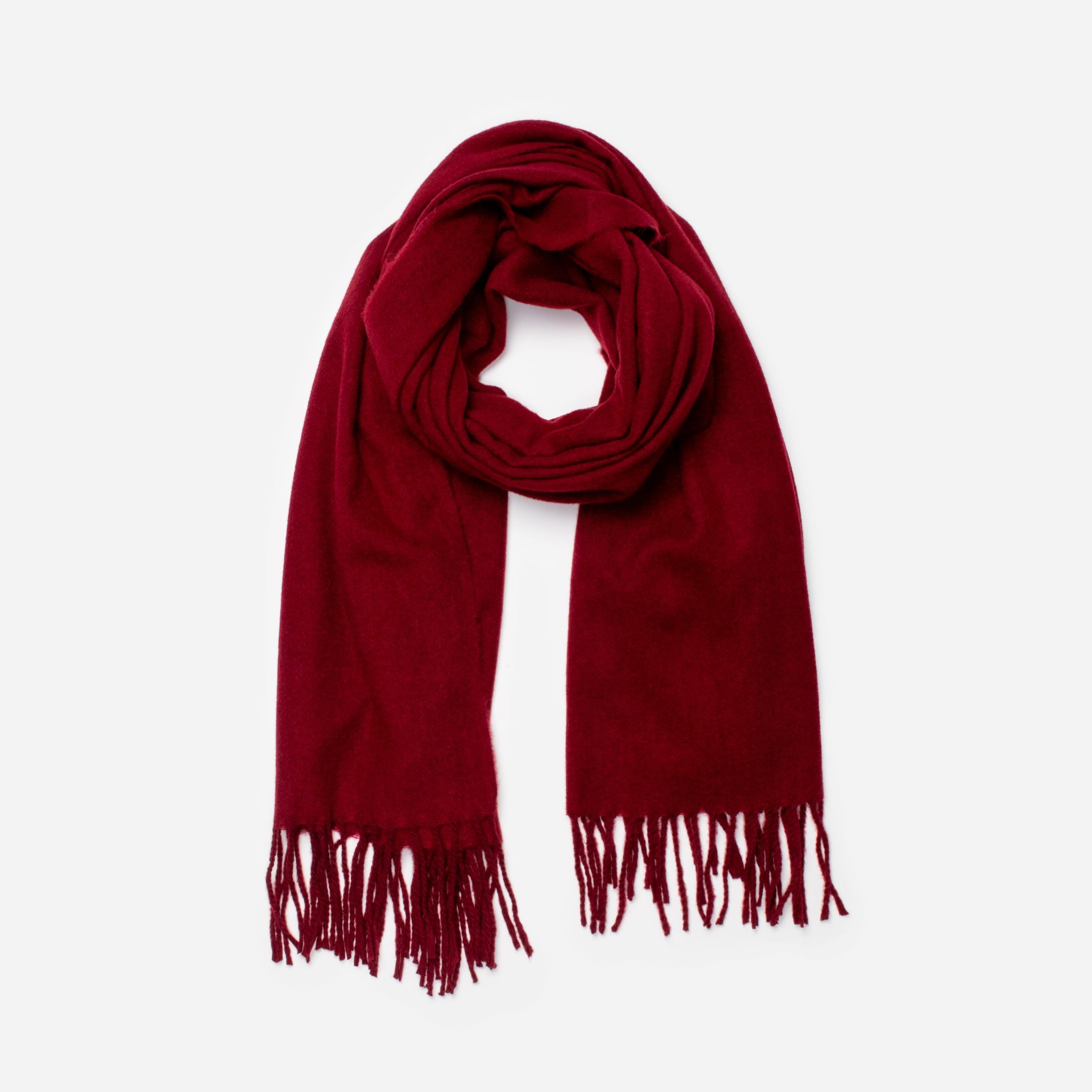 Burgundy fringed scarf