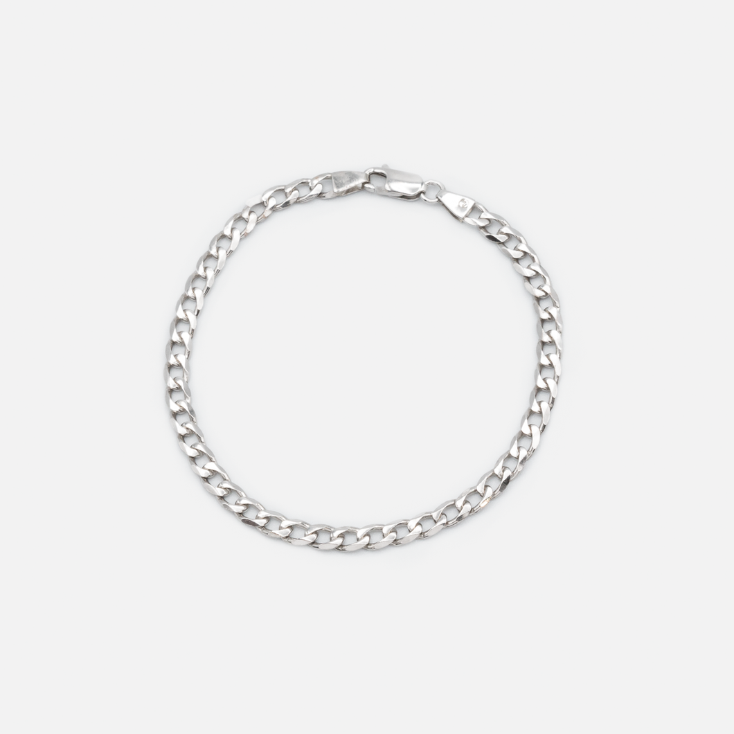 Flat sterling silver gourmet chain bracelet