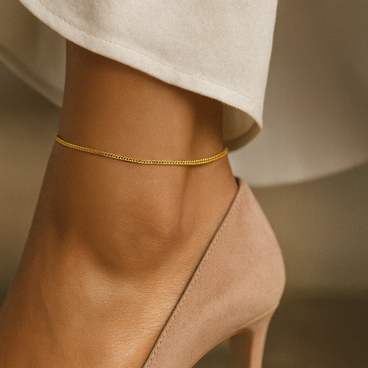 Chaîne de cheville Singapour en or 10 carats